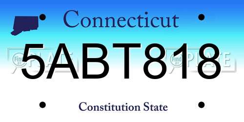 5ABT818 Connecticut License Plate