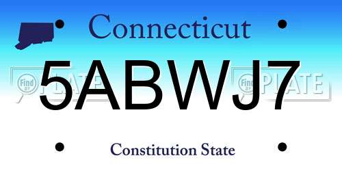 5ABWJ7 Connecticut License Plate