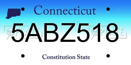 5ABZ518 Connecticut License Plate