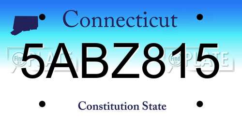 5ABZ815 Connecticut License Plate