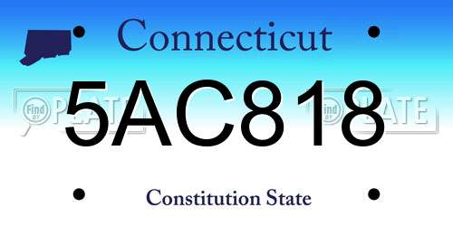 5AC818 Connecticut License Plate