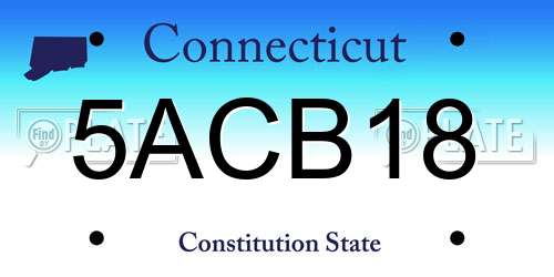 5ACB18 Connecticut License Plate