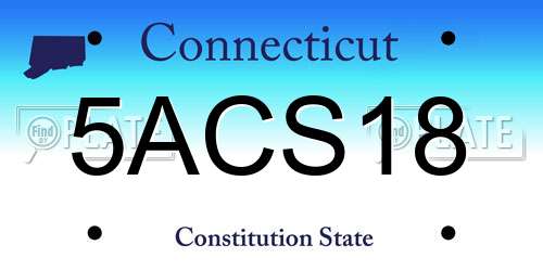 5ACS18 Connecticut License Plate