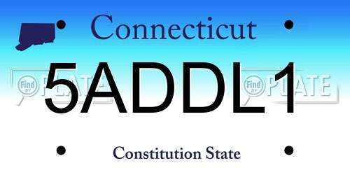 5ADDL1 Connecticut License Plate