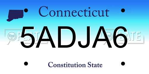 5ADJA6 Connecticut License Plate