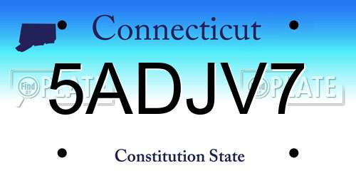 5ADJV7 Connecticut License Plate