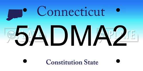 5ADMA2 Connecticut License Plate