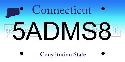 5ADMS8 Connecticut License Plate