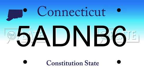 5ADNB6 Connecticut License Plate