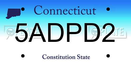 5ADPD2 Connecticut License Plate