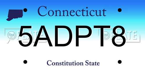 5ADPT8 Connecticut License Plate