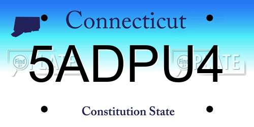 5ADPU4 Connecticut License Plate