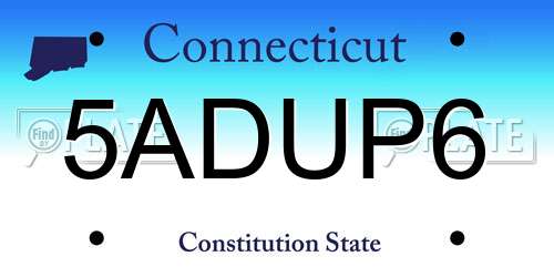 5ADUP6 Connecticut License Plate