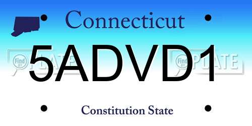 5ADVD1 Connecticut License Plate