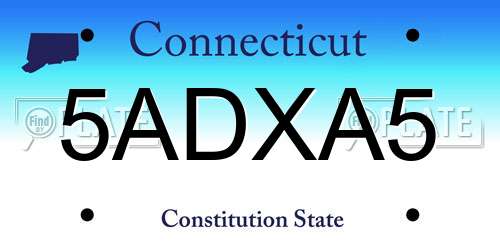 5ADXA5 Connecticut License Plate
