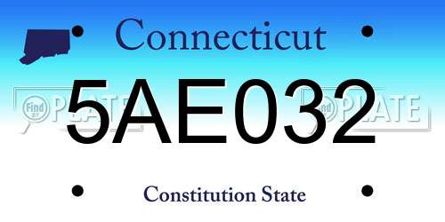 5AE032 Connecticut License Plate