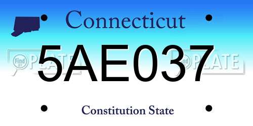 5AE037 Connecticut License Plate