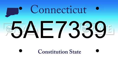 5AE7339 Connecticut License Plate