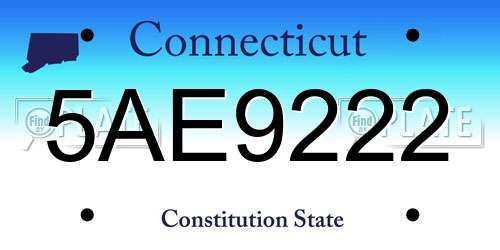 5AE9222 Connecticut License Plate