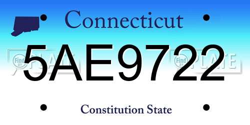 5AE9722 Connecticut License Plate