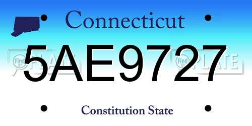 5AE9727 Connecticut License Plate