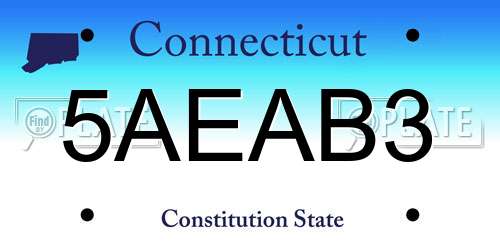 5AEAB3 Connecticut License Plate