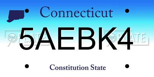 5AEBK4 Connecticut License Plate