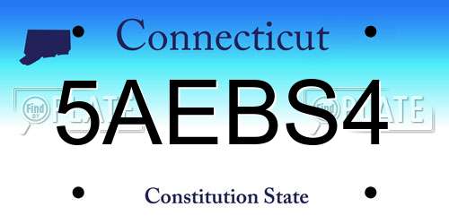 5AEBS4 Connecticut License Plate