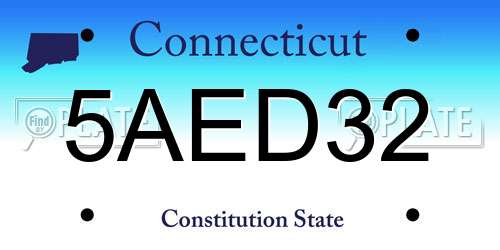 5AED32 Connecticut License Plate