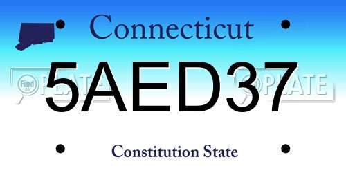 5AED37 Connecticut License Plate