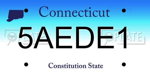 5AEDE1 Connecticut License Plate