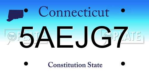 5AEJG7 Connecticut License Plate