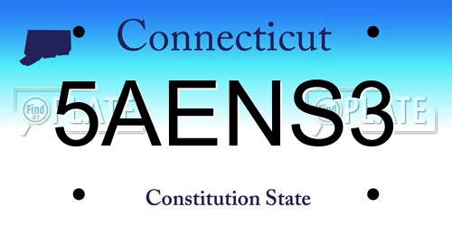 5AENS3 Connecticut License Plate
