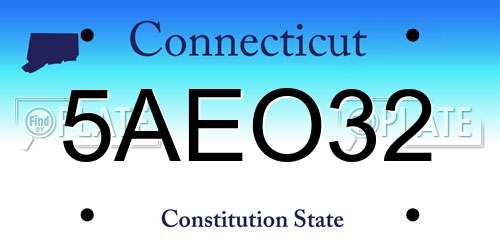 5AEO32 Connecticut License Plate