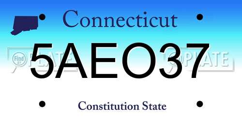 5AEO37 Connecticut License Plate