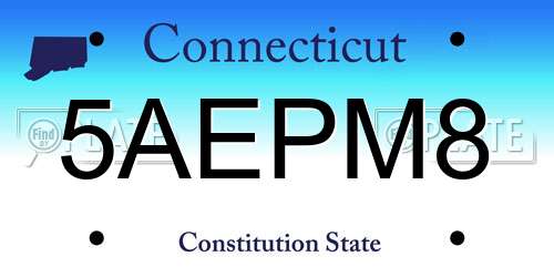 5AEPM8 Connecticut License Plate