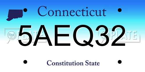 5AEQ32 Connecticut License Plate
