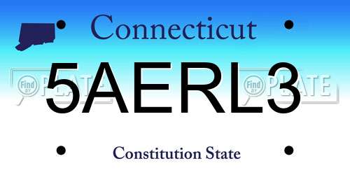 5AERL3 Connecticut License Plate