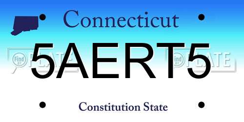 5AERT5 Connecticut License Plate