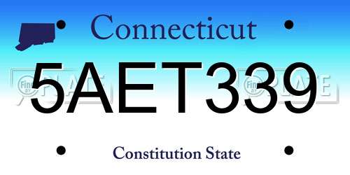 5AET339 Connecticut License Plate