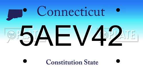 5AEV42 Connecticut License Plate