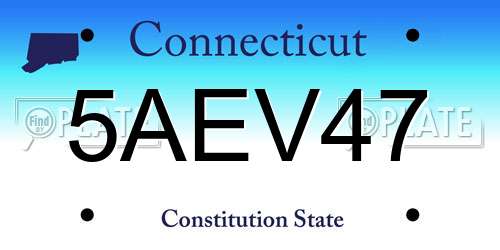 5AEV47 Connecticut License Plate