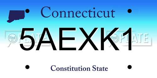 5AEXK1 Connecticut License Plate