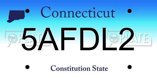 5AFDL2 Connecticut License Plate