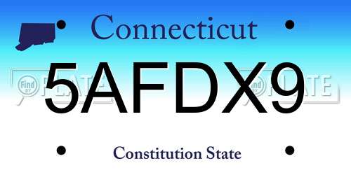 5AFDX9 Connecticut License Plate