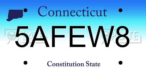 5AFEW8 Connecticut License Plate