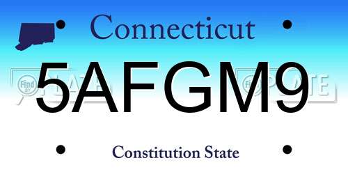 5AFGM9 Connecticut License Plate