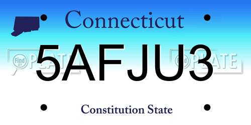 5AFJU3 Connecticut License Plate