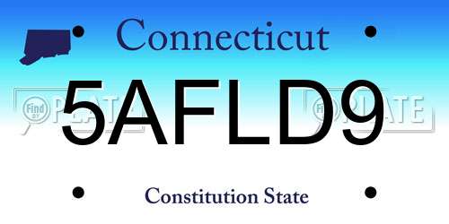 5AFLD9 Connecticut License Plate