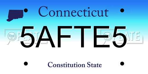 5AFTE5 Connecticut License Plate